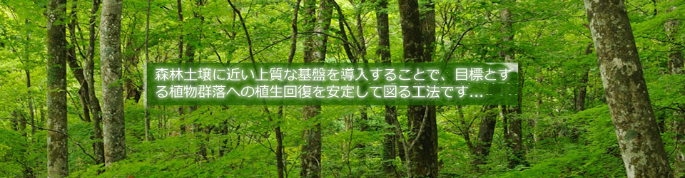 森林土壌に近い上質な基盤を導入することで、目標とする植物群落への植生回復を安定して図る工法です...